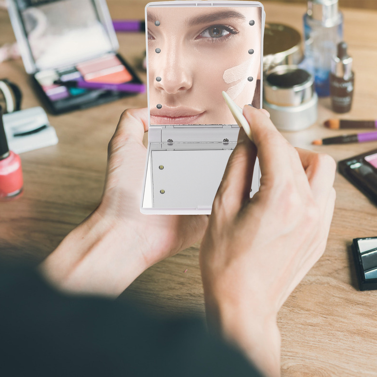 Beauty Makeup Definition - Katlanabilir LED Makyaj Aynası Şarj Edilebilir