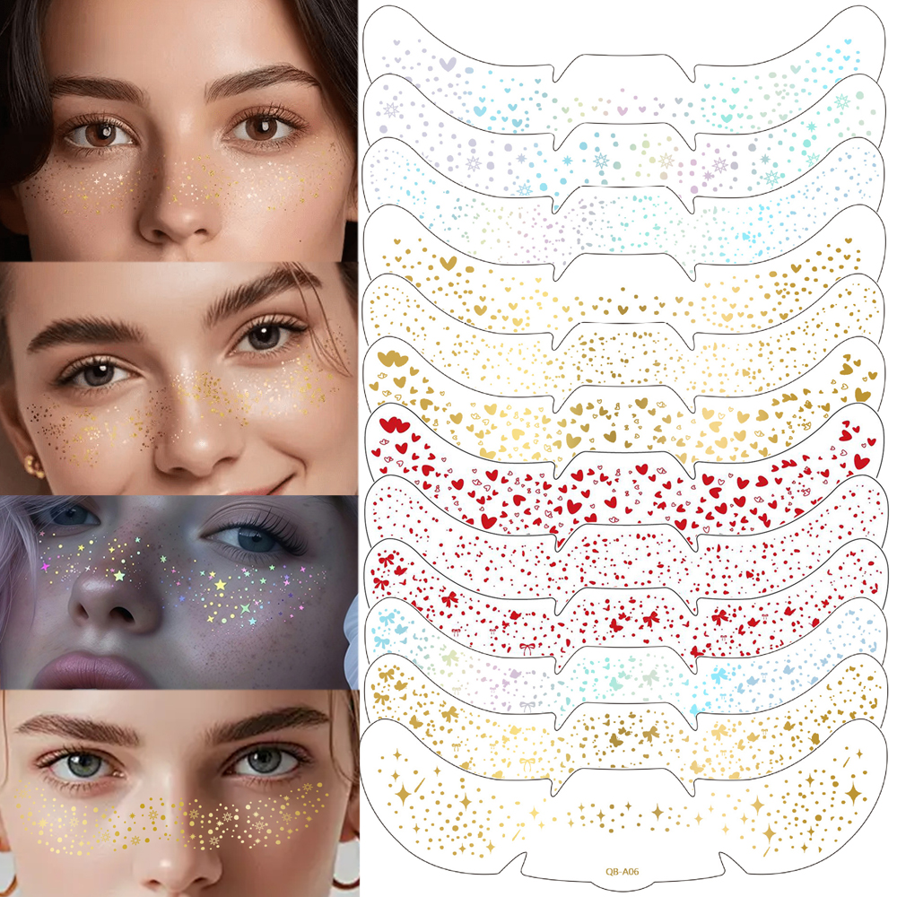 6 adet/takım sahte çil çıkartm - Beauty Glazed Makeup incelemesi ve fiyatı